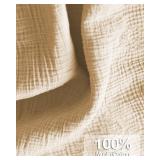 MUGVELL Muslin Nursing Covers for Breastfeeding, Arch Neckline Breast Feeding Covers for Women, Moms Privacy Breathable Summer Nursing Apron, 43.3\" x 25.6\" Soft Feeding Cover (Beige Sweet Khaki Hear