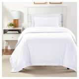 Amazon Basics Lightweight 2 Piece Microfiber Duvet Cover Set with Zipper Closure, Twin/Twin XL, Bright White, Solid