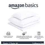 Amazon Basics Lightweight 2 Piece Microfiber Duvet Cover Set with Zipper Closure, Twin/Twin XL, Bright White, Solid