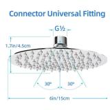 6inch Rain Shower Head,high pressure shower heads, rainfall shower head, High Flow shower headsï¼ï¼Stainless Steelï¼waterfall showerhead