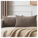 Kevin Textile Pack of 2 Light Brown Lumbar Decorative Throw Pillow Covers 12x20 Inch for Living Room Couch Soft Corduroy Rectangle Solid Cushion Case 30x50 cm Rustic Farmhouse Boho Home Decor