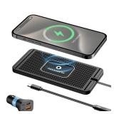 Wireless Charging Pad for Car, REESTECQI 15W Wireless Car Charger Pad Type C Charging Mat Non Slip [PD 40W Car Charger Incl] for Airpods iPhone 16/15/14/13/12, Samsung S24/S23/S22 (30CM Cable)