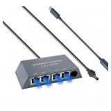 ELUTENG Starlink Multi Port Ethernet Adapter 50cm/1.6ft for Starlink Gen 3 / MINI, 4-Ports Ethernet Dongles RJ45 Interface Wired Extenders with USB C to DC Adapter - 4 Devices Networked Simultaneously