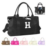 Initial Travel Duffel Bag Sports Gym Bag for Boys Teen Birthday Gifts,Black Personalized Weekender Bag Carry On Tote Bags for Men,Waterproof Overnight Luggage Bag Airplane Travel Essentials(Letter H)