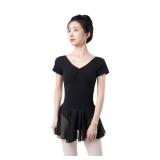 jujudanser Teen Girls Women Adult Black Skirted Leotards Dance Dress for Ballet S