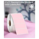 iEager 2x1 Inch Thermal Labels, Pink Rectangle Thermal Printer Stickers, Durable Shipping Label Printer Sticker for Barcode, Name, Address, 1000 Labels/Roll