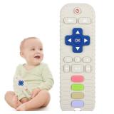 Chuya Silicone Baby Teether Toy TV Remote Control Shape Chew Toy for Babies 3+ Months, Teething Relief Baby Toys for Infants (White)