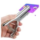 Hole Punch 2\" Reach 1/8 inch Single Hole Punch,Heavy Duty Hole Puncher Single,Portable Hand Held Long Paper Punch for Paper Cards Plastic Cardboard (Silver) (1/8\"-3mm Hole)