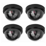 NONMON 4 Pack Dummy Fake Camera Security CCTV Dome Cameras with Flashing Red LED Light for Indoor Outdoor Home Business, Black