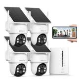 ARCCTV Security Cameras Wireless Outdoor, 4 Cam-Kit, 4MP Solar Security Camera Wireless System with 360Â° Pan & Tilt, HD Color Night Vision, Motion Detection, 64GB Memory Card, No Monthly Fee