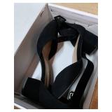 DREAM PAIRS ANNEE Pointed Toe Low Chunky Heels Pump Shoes,Size 6,Black/Nubuck,ANNEE