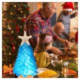 Tip of starfish arm broken off  Sea Glass Christmas Tree,8.6 inches Mini Christmas Tree with Lights,Beach Nautical Themed Seaglass Blue Christmas Tree for Table top, Christmas Decorations Indoor