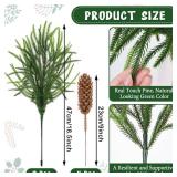 Norfolk Pine Stems, 8 Pcs Christmas Greenery Pine Branches with 5 Pcs Pine Cone, 18inch Real Touch Artificial Christmas Tree Filler Branches for Vase DIY Crafts Xmas Garland Wreath Home Garden Decor