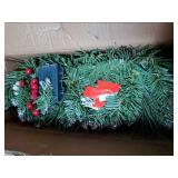 Christmas Garland with Lights - 9FT Pre-Lit Flocked Garland with 30 LED Bulbs, Red Berries, Pine Cones, Artificial Pine Battery Operated Garland for Fireplace, Staircase, Indoor & Outdoor Decoration