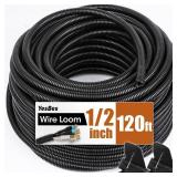 120 FT Wire Loom 1/2 Inch, Split Wire Loom Tubing Wire Conduit, Wire Protector Tubing â Black