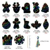 GOMANCHE 48 Pieces Christmas Scratch Art for Kids, DIY Rainbow Magic Scratch Paper, Santa Claus, Snowman, Christmas Tree, Shristmas Stocking House Arts and Crafts Ornaments for Christmas Party Favor