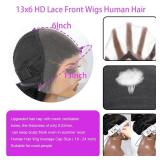 30 Inch 13x6 Body Wave Lace Front Wigs Human Hair 200 Density HD Transparent Lace Frontal Wigs Human Hair Elastic Drawstring Glueless Wigs Human Hair Wig For Black Women (Black, 30 Inch, bodyB)