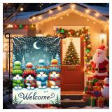 Winter Merry Christmas Garden Flag 12x18 Double Sided Winter Cat Garden Flag Outdoor Holiday Porch Flags Seasonal Decor Outside Decorations Banner for Yard