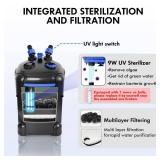 AMOSIJOY 225GPH Ultra-Quiet Canister Filter, 2-Stage External Aquarium Filter with Free Media for Large Fish Tanks and Aquariums