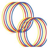 Sratte 12 Pcs Hoop for Detachable Adjustable Hoop Colored Exercise Ring Plastic Circle for Gymnastics Equipment Require Self Assembly (28 Inch,Red,Blue,Yellow)