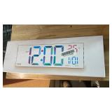 JALL 16\" Large Digital Wall Mount Clock, Count Down Timer, Alarm, Big LED, 8 RGB Color, DST, Temperature for Living Room Classroom Desk, Xmas, Birthday Gift for Senior Mom Dad (Black, 16 inches)