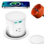 Pop Up Countertop Outlet with 15W Wireless Charger,Pop up Outlet,Max 20W USB Power Delivery,Free 3.94\"ï¼100mmï¼ Hole Opener,Pop Up Electrical Outlet with 4 Outlets 15A, 2 USB Ports for Home O