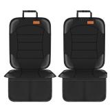 Siivton Car Seat Protector for Child Seat Cushion for Leather and Fabric Seats, 2 Mesh Pockets, Non-Slip Backing, Carseat Protectors for Vehicles, Baby, Pets (2 Pack)