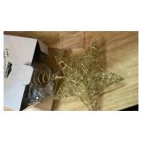 Joiedomi 8 inch Christmas Gold Glitter Star Tree Toppers Metal Lighted with 20 LED Lights for Xmas Decorations, Holiday Party Indoor Decor