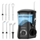 TUREWELL Water Dental Flosser for Teeth/Braces, Water Teeth Cleaner 8 Jet Tips and 10 Pressure Levels, 600ML Large Water Tank Oral Irrigator for Family(Black)