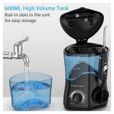 TUREWELL Water Dental Flosser for Teeth/Braces, Water Teeth Cleaner 8 Jet Tips and 10 Pressure Levels, 600ML Large Water Tank Oral Irrigator for Family(Black)
