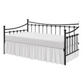 Cottington Lane Ruffled Daybed Skirt with Split Corner, Premium Hotel Quality Brushed Microfiber Twin Size Gather Dust Ruffle 18 Inch Drop Sofa Bedskirt, Easy Fit, Stay in Place, White