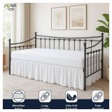 Cottington Lane Ruffled Daybed Skirt with Split Corner, Premium Hotel Quality Brushed Microfiber Twin Size Gather Dust Ruffle 18 Inch Drop Sofa Bedskirt, Easy Fit, Stay in Place, White