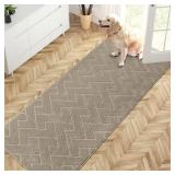 PURRUGS Dirt Trapping Door Mat 32\" x 70\", Non-Slip Machine Washable Entry Rug, Dog Doormat, Indoor Front Door Mat, Super Absorbent Entryway Rug for Muddy Shoes & Paws, Taupe
