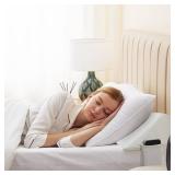 Bedluxe Queen Bed Wedge Pillow for Headboard, Wedge Pillow Headboard, Pillow Wedge for Headboard Gap, Bed Gap Filler- Fill The Gap (0-7\") Between Headboard and Mattress (Air-Layer White, 60\"x10\"x6\