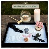 Earthy Blendz Zen Garden for Desk â Mini Japanese Rock Garden with Crystals, Bonsai Tree & Sand Tools, 11x7.5in Stress Relief Desk Decor, Meditation & Relaxation Gift Set (Black)