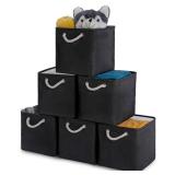 Oterri 6 Pack Cube Storage Bins, Foldable Storage Cubes, 11x11 Inch Fabric Cubes Storage Basket, Decorative Storage Basket for Home, Shelves, Nursery Organizers(Black)
