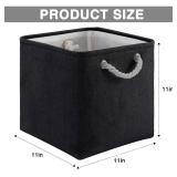 Oterri 6 Pack Cube Storage Bins, Foldable Storage Cubes, 11x11 Inch Fabric Cubes Storage Basket, Decorative Storage Basket for Home, Shelves, Nursery Organizers(Black)