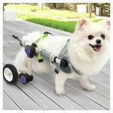 LetPetRun Adjustable Dog Wheelchair for Back Legs Mobility Support Lightweight Pet Wheelchair for Disabled Hind Legs Walking Stable Dog Cart for Pets, XX-Small White
