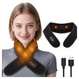 Yabuu Neck Heating Pad With Massage, USB Heating Pad With 3000mAh Battery Pain Relief, 3 Heat Setting and Massage Setting, Electric Thermal Hot Compress Neck Brace, Heat Therapy for Soreness Stiffness