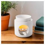 wfljl Glass Oil Burner for Essential Oil & Scented Oil - Oil Warmer Candle Diffuserï¼Whiteï¼