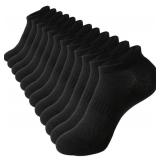 ACCFOD Womens Black Ankle Socks Athletic Running Low Cut Socks With Tab for Women 6-9