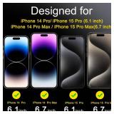 Ferilinso [6 Pack] Camera Lens Protector for iPhone 14 Pro Max iPhone 15 Pro Max iPhone 14 Pro iPhone 15 Pro Accessories camera screen Cover 9H Glass Unbreakable Protection Case Friendly