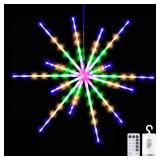 Tiandirenhe Hanging Starburst Light,112 LED Firework Fairy Starburst String Lights LED Meteor Lights with Remote, 8 Lighting Modes Operated, Starry Light for Garden Party Christmas (Multicolor)