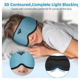 3D Sleep Mask with Bluetooth Headphones, Sleeping Headphones for Side Sleepers, Zero Eye Pressure, Adjustable Sleep Eye Mask, Ultra-Thin Stereo Speakers Perfect for Sleeping-Peacock Blue