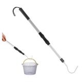 ORAPXI Pool Skimmer Hook Skimmer Basket Pole Collapsible Hook with Handle 39.7 Inch Pool Lid Basket Lift Tool Cleaning Tool Suitable for Baskets with Handle