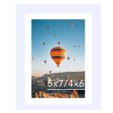 JCJMY 5x7 Picture Frame White with 4x6 Mat for Wall Hanging or Tabletop, Display Photo 4x6 with Mat or 5x7 Without Mat, 5 by 7 Wall Gallery Poster Photo Frame with Shatter Resistant Plexiglass, White