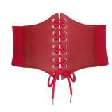 SANSTHS Wide Corset Belt for Women Lace-up Renaissance Corset Hight Waist Elastic Belt for Halloween Costume Parties Red XXL