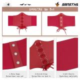 SANSTHS Wide Corset Belt for Women Lace-up Renaissance Corset Hight Waist Elastic Belt for Halloween Costume Parties Red XXL