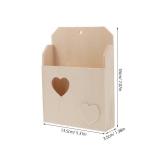 Hohopeti Love Envelope Box Unfinished Wooden Mailbox Wall File Holder Pencil Cup Kids Diy Crafts Organizer 7.1X5.3X1.4 Inches