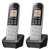 Panasonic Compact Cordless Phone with DECT 6.0, 1.6\" Amber LCD and Illuminated HS Keypad, Call Block, Caller ID, Multiple Display Languages - 2 Handset - KX-TGB812S (Black/Silver) (B092NX8NVL)